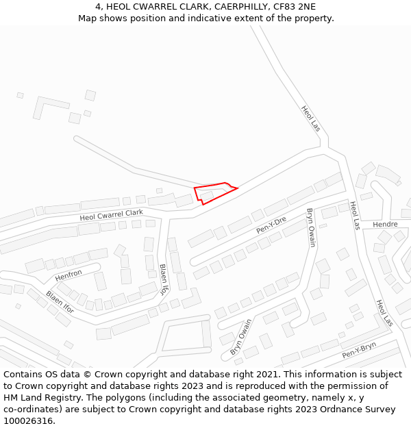 4, HEOL CWARREL CLARK, CAERPHILLY, CF83 2NE: Location map and indicative extent of plot