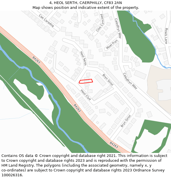 4, HEOL SERTH, CAERPHILLY, CF83 2AN: Location map and indicative extent of plot