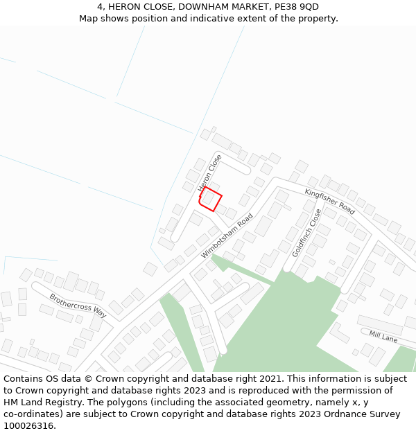 4, HERON CLOSE, DOWNHAM MARKET, PE38 9QD: Location map and indicative extent of plot