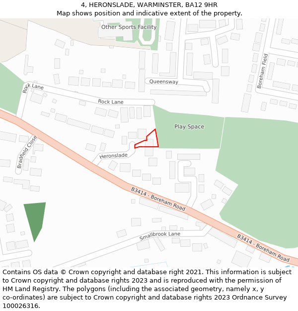 4, HERONSLADE, WARMINSTER, BA12 9HR: Location map and indicative extent of plot