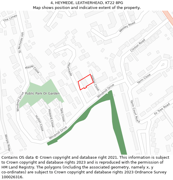 4, HEYMEDE, LEATHERHEAD, KT22 8PG: Location map and indicative extent of plot