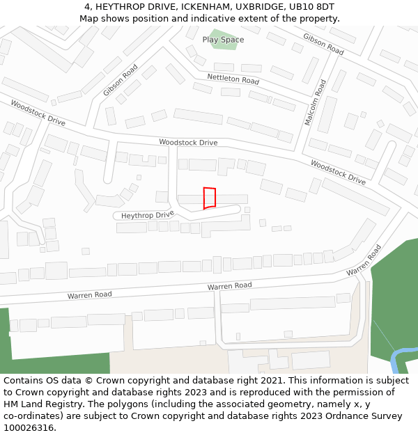 4, HEYTHROP DRIVE, ICKENHAM, UXBRIDGE, UB10 8DT: Location map and indicative extent of plot