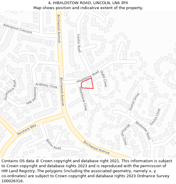 4, HIBALDSTOW ROAD, LINCOLN, LN6 3PX: Location map and indicative extent of plot