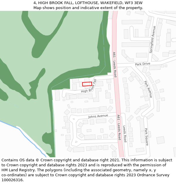 4, HIGH BROOK FALL, LOFTHOUSE, WAKEFIELD, WF3 3EW: Location map and indicative extent of plot