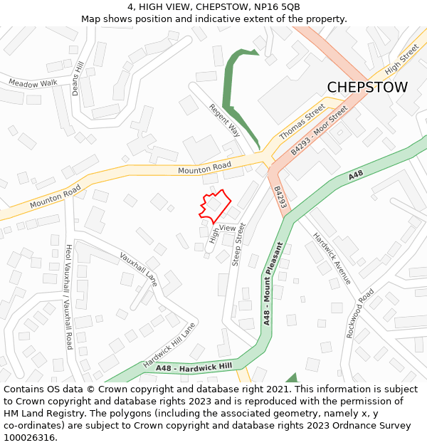 4, HIGH VIEW, CHEPSTOW, NP16 5QB: Location map and indicative extent of plot