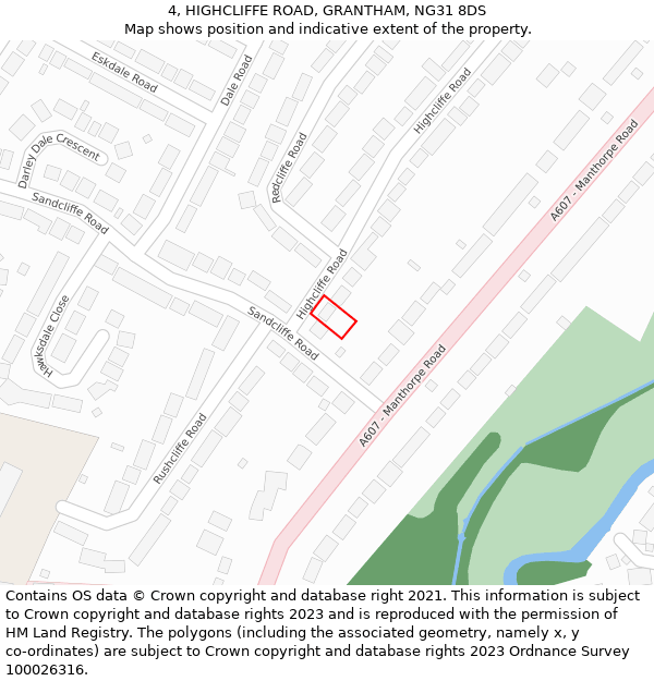 4, HIGHCLIFFE ROAD, GRANTHAM, NG31 8DS: Location map and indicative extent of plot
