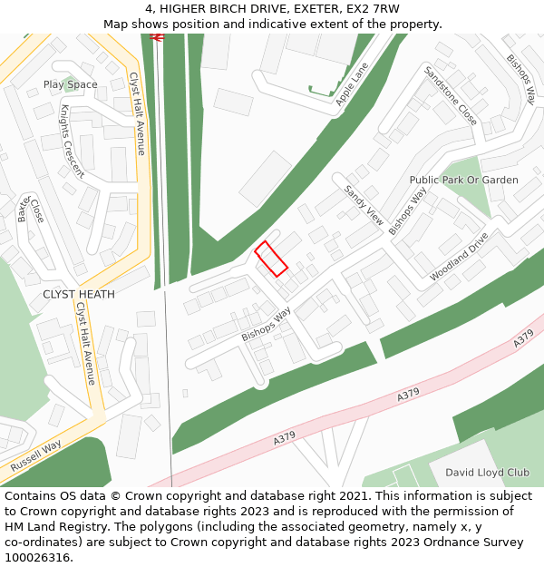 4, HIGHER BIRCH DRIVE, EXETER, EX2 7RW: Location map and indicative extent of plot