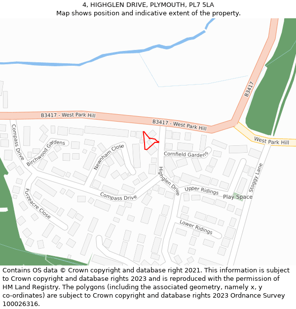 4, HIGHGLEN DRIVE, PLYMOUTH, PL7 5LA: Location map and indicative extent of plot