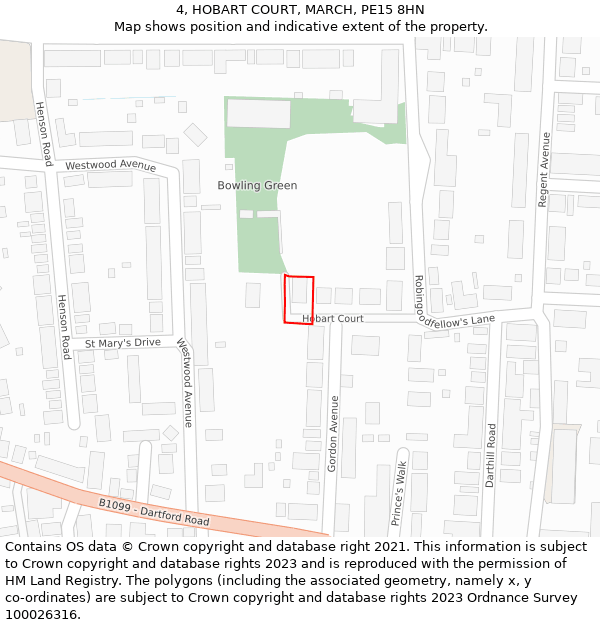 4, HOBART COURT, MARCH, PE15 8HN: Location map and indicative extent of plot