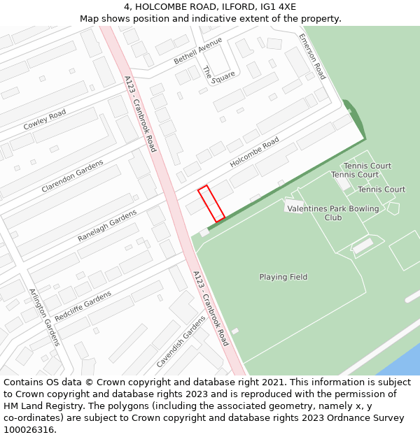 4, HOLCOMBE ROAD, ILFORD, IG1 4XE: Location map and indicative extent of plot