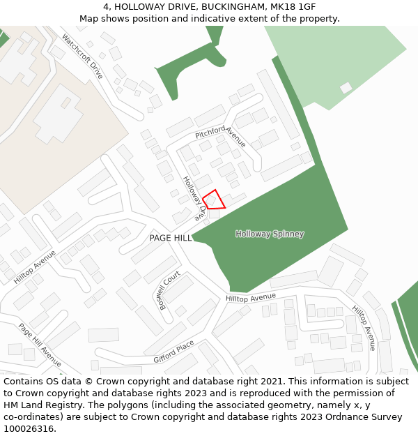 4, HOLLOWAY DRIVE, BUCKINGHAM, MK18 1GF: Location map and indicative extent of plot