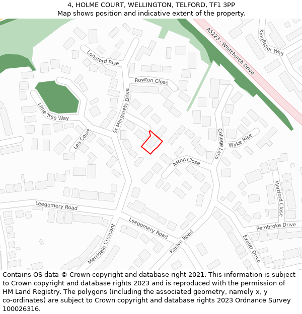 4, HOLME COURT, WELLINGTON, TELFORD, TF1 3PP: Location map and indicative extent of plot