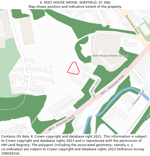 4, HOLT HOUSE GROVE, SHEFFIELD, S7 2QG: Location map and indicative extent of plot