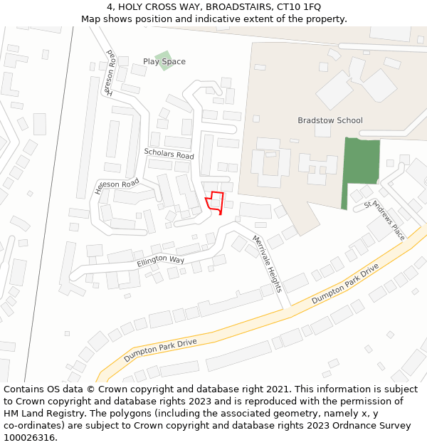 4, HOLY CROSS WAY, BROADSTAIRS, CT10 1FQ: Location map and indicative extent of plot