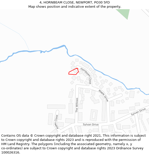 4, HORNBEAM CLOSE, NEWPORT, PO30 5FD: Location map and indicative extent of plot