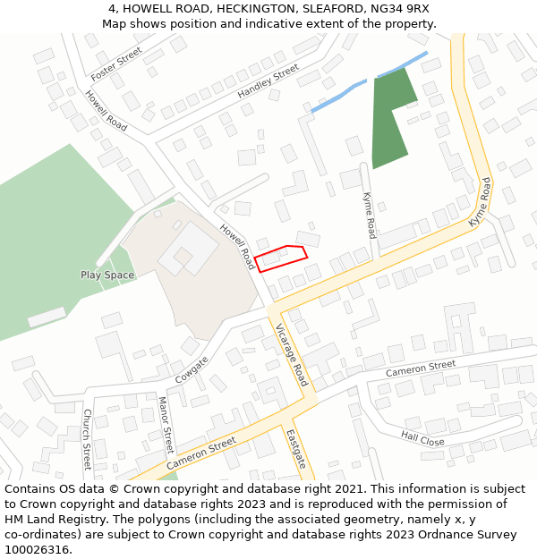 4, HOWELL ROAD, HECKINGTON, SLEAFORD, NG34 9RX: Location map and indicative extent of plot