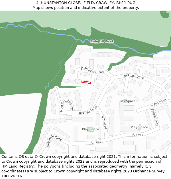 4, HUNSTANTON CLOSE, IFIELD, CRAWLEY, RH11 0UG: Location map and indicative extent of plot