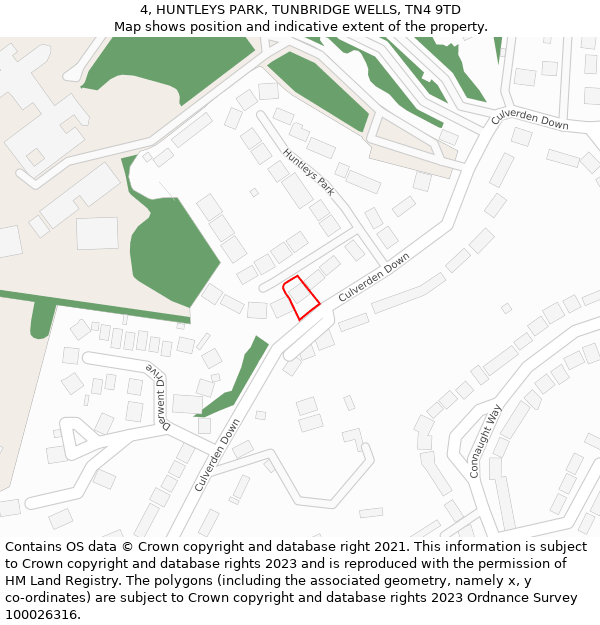 4, HUNTLEYS PARK, TUNBRIDGE WELLS, TN4 9TD: Location map and indicative extent of plot