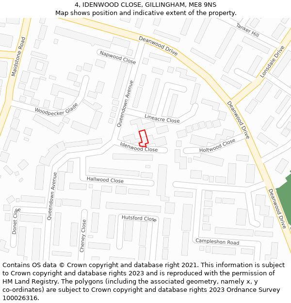 4, IDENWOOD CLOSE, GILLINGHAM, ME8 9NS: Location map and indicative extent of plot