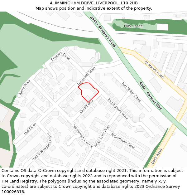 4, IMMINGHAM DRIVE, LIVERPOOL, L19 2HB: Location map and indicative extent of plot