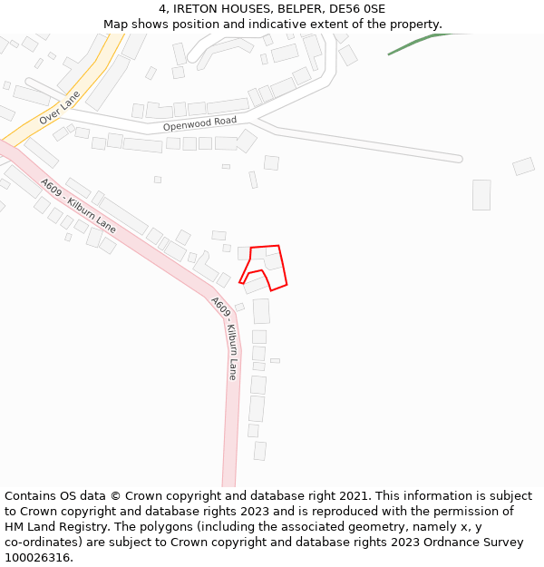 4, IRETON HOUSES, BELPER, DE56 0SE: Location map and indicative extent of plot