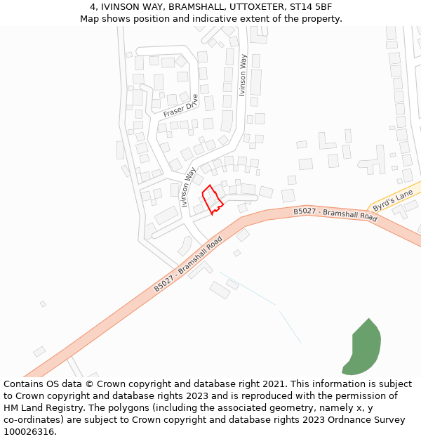 4, IVINSON WAY, BRAMSHALL, UTTOXETER, ST14 5BF: Location map and indicative extent of plot