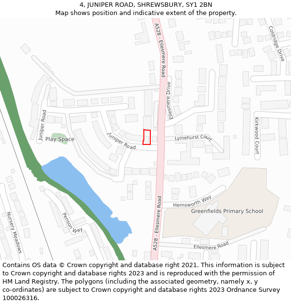 4, JUNIPER ROAD, SHREWSBURY, SY1 2BN: Location map and indicative extent of plot