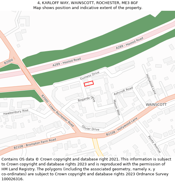 4, KARLOFF WAY, WAINSCOTT, ROCHESTER, ME3 8GF: Location map and indicative extent of plot