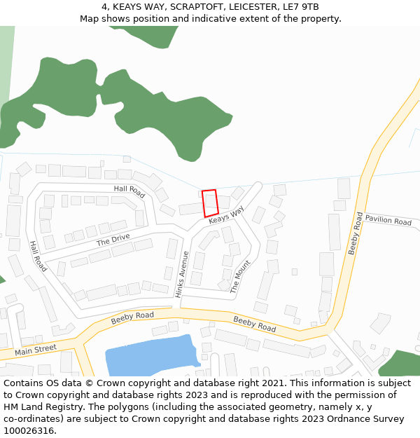 4, KEAYS WAY, SCRAPTOFT, LEICESTER, LE7 9TB: Location map and indicative extent of plot