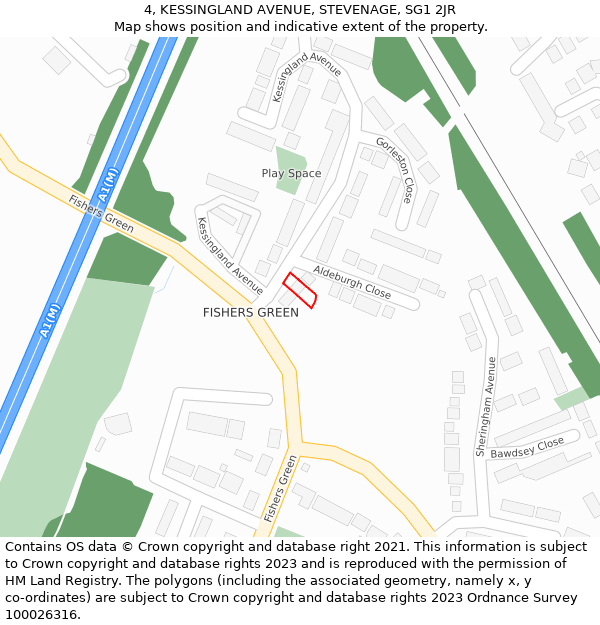 4, KESSINGLAND AVENUE, STEVENAGE, SG1 2JR: Location map and indicative extent of plot