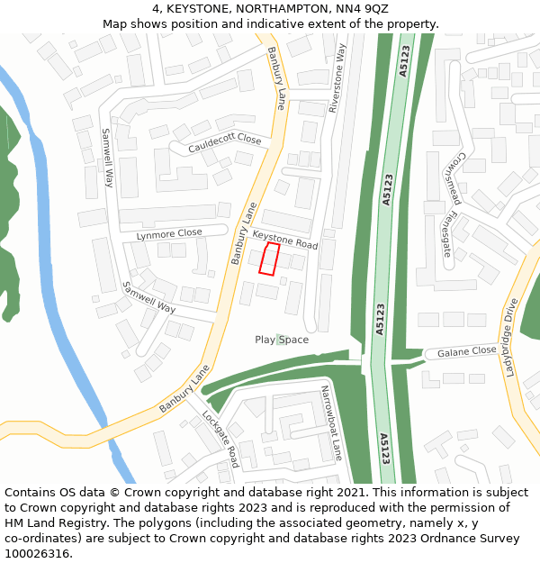 4, KEYSTONE, NORTHAMPTON, NN4 9QZ: Location map and indicative extent of plot