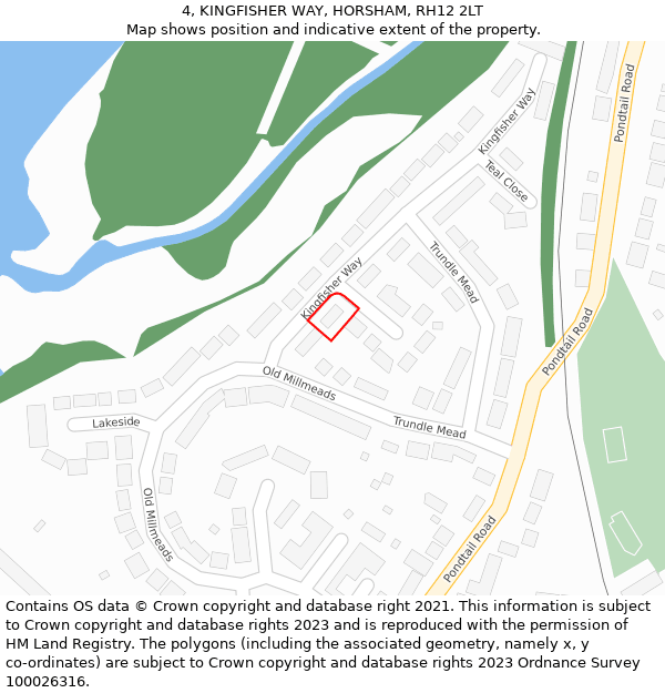 4, KINGFISHER WAY, HORSHAM, RH12 2LT: Location map and indicative extent of plot