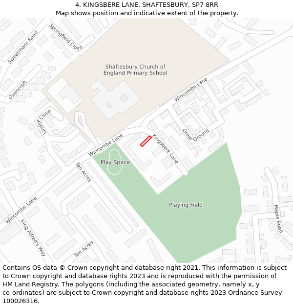 4, KINGSBERE LANE, SHAFTESBURY, SP7 8RR: Location map and indicative extent of plot