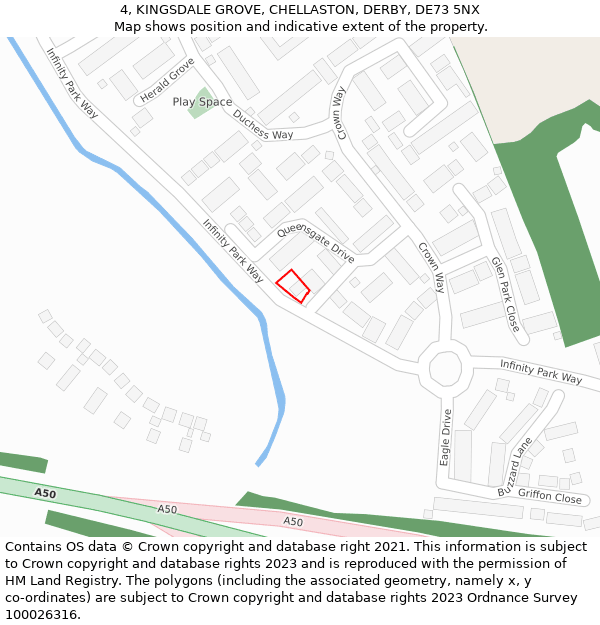 4, KINGSDALE GROVE, CHELLASTON, DERBY, DE73 5NX: Location map and indicative extent of plot