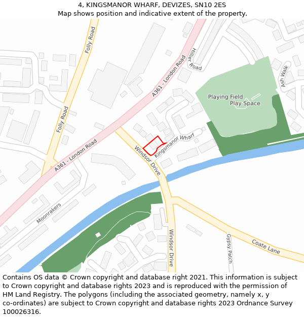 4, KINGSMANOR WHARF, DEVIZES, SN10 2ES: Location map and indicative extent of plot
