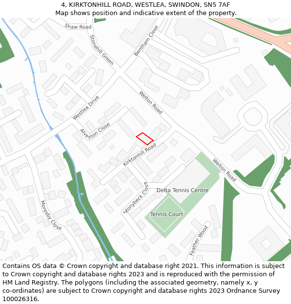 4, KIRKTONHILL ROAD, WESTLEA, SWINDON, SN5 7AF: Location map and indicative extent of plot