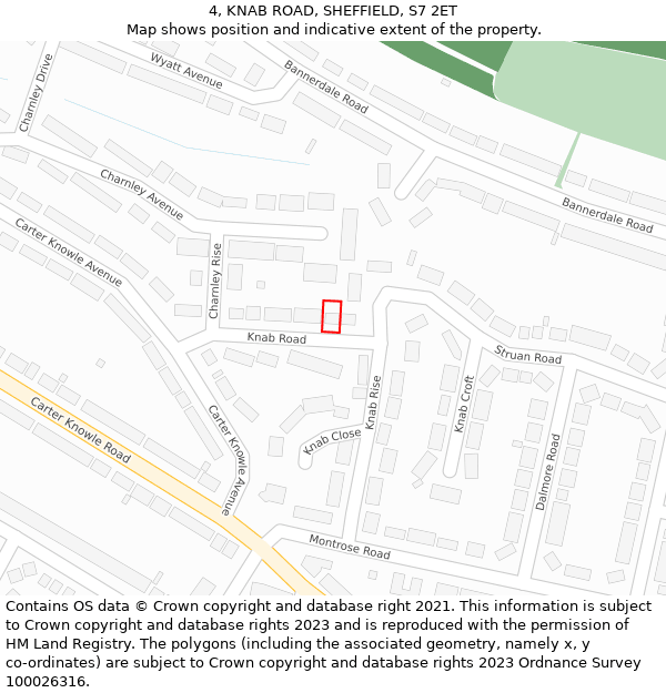 4, KNAB ROAD, SHEFFIELD, S7 2ET: Location map and indicative extent of plot