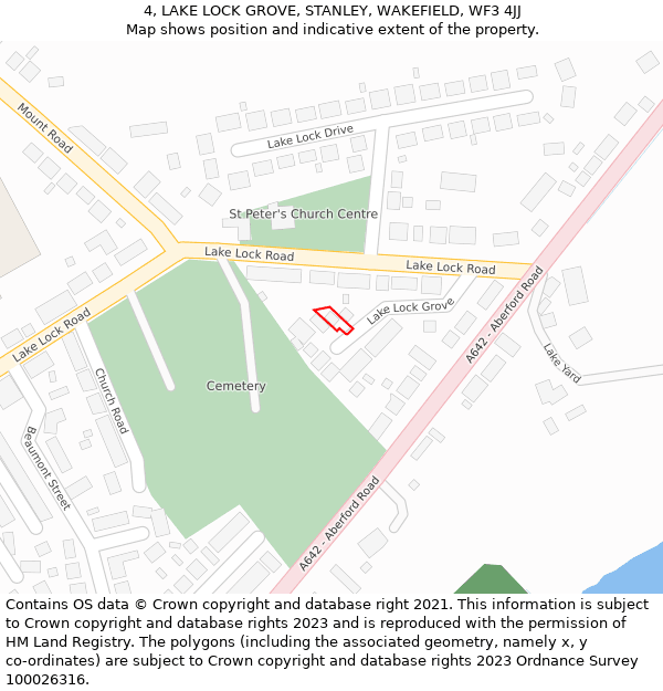 4, LAKE LOCK GROVE, STANLEY, WAKEFIELD, WF3 4JJ: Location map and indicative extent of plot