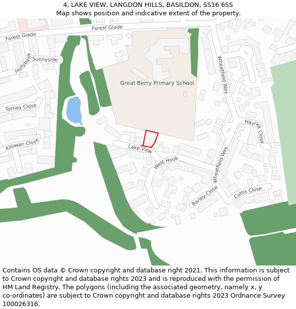 4, LAKE VIEW, LANGDON HILLS, BASILDON, SS16 6SS: Location map and indicative extent of plot