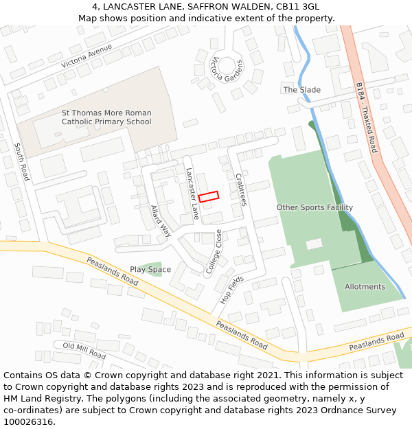 4, LANCASTER LANE, SAFFRON WALDEN, CB11 3GL: Location map and indicative extent of plot