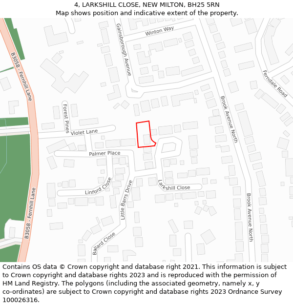 4, LARKSHILL CLOSE, NEW MILTON, BH25 5RN: Location map and indicative extent of plot