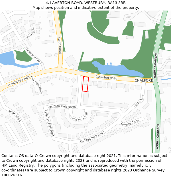 4, LAVERTON ROAD, WESTBURY, BA13 3RR: Location map and indicative extent of plot