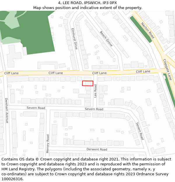 4, LEE ROAD, IPSWICH, IP3 0PX: Location map and indicative extent of plot