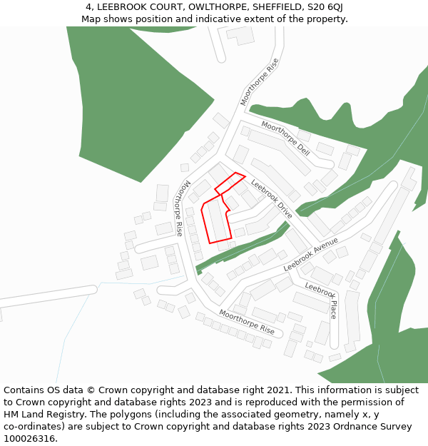 4, LEEBROOK COURT, OWLTHORPE, SHEFFIELD, S20 6QJ: Location map and indicative extent of plot