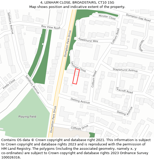 4, LENHAM CLOSE, BROADSTAIRS, CT10 1SG: Location map and indicative extent of plot