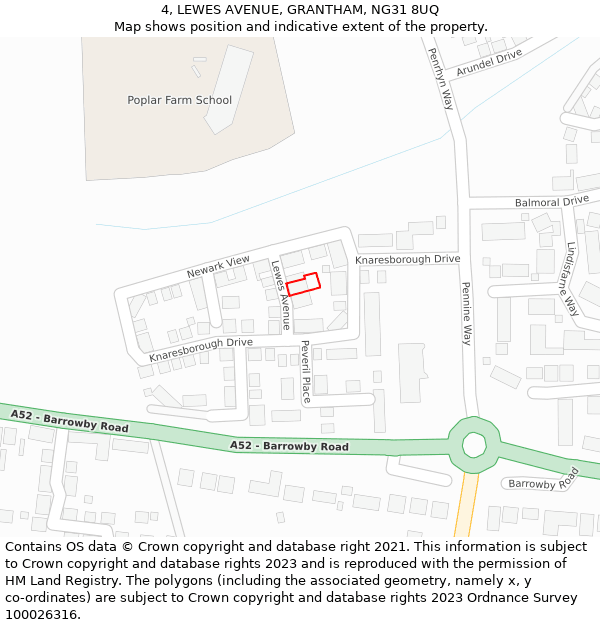 4, LEWES AVENUE, GRANTHAM, NG31 8UQ: Location map and indicative extent of plot