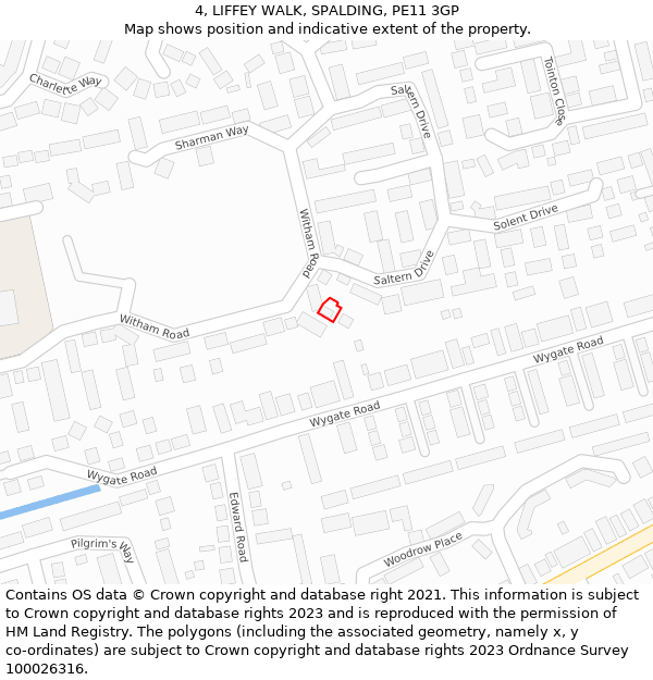 4, LIFFEY WALK, SPALDING, PE11 3GP: Location map and indicative extent of plot