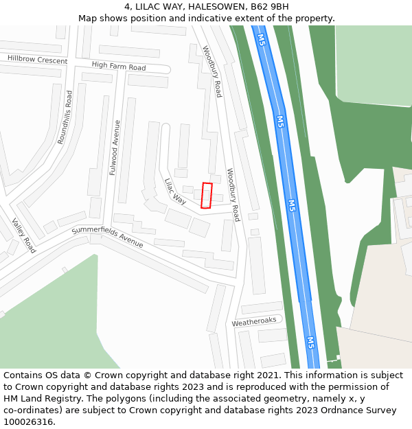 4, LILAC WAY, HALESOWEN, B62 9BH: Location map and indicative extent of plot