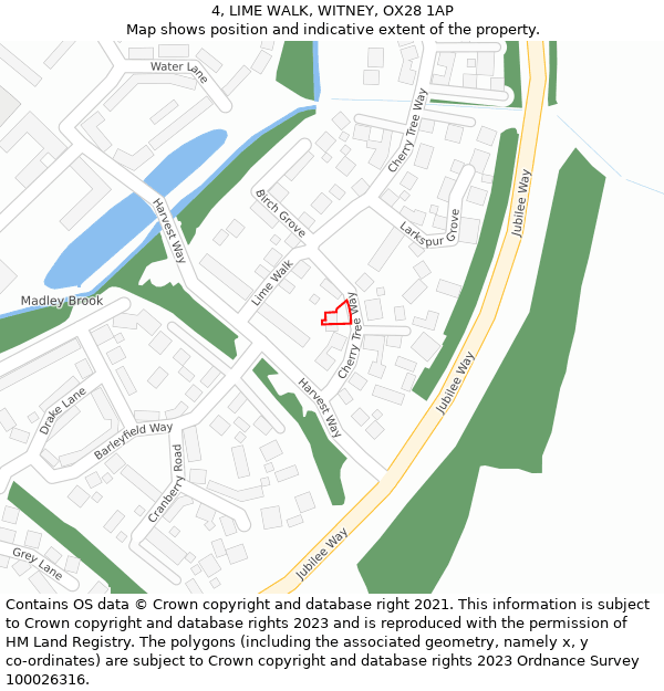 4, LIME WALK, WITNEY, OX28 1AP: Location map and indicative extent of plot