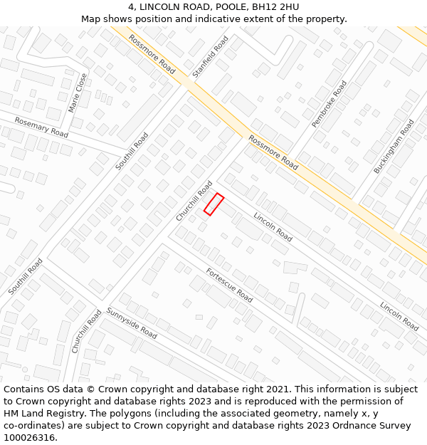 4, LINCOLN ROAD, POOLE, BH12 2HU: Location map and indicative extent of plot